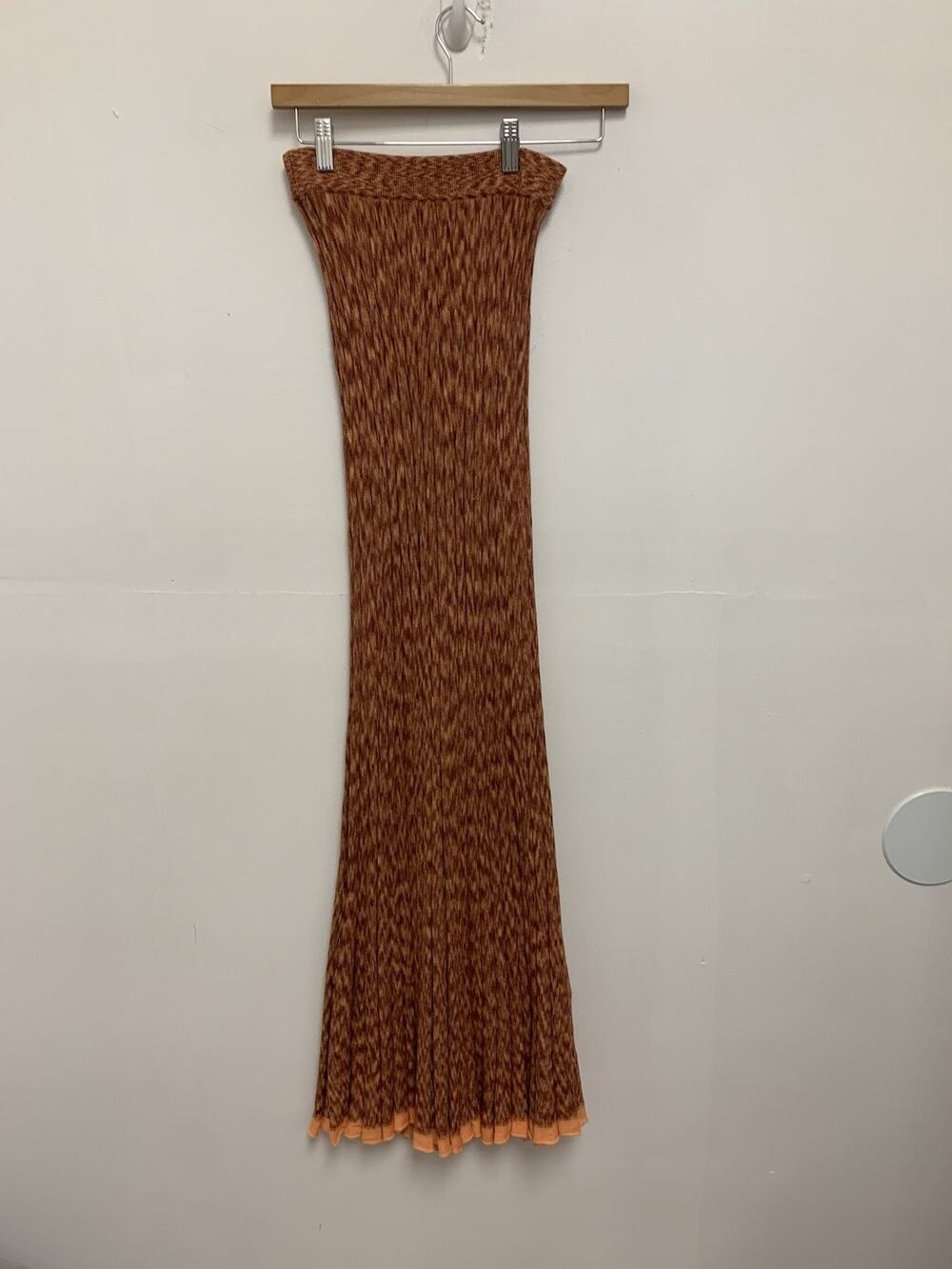 Free People Gold Coast Knit Maxi Skirt in Ambered Coral XS